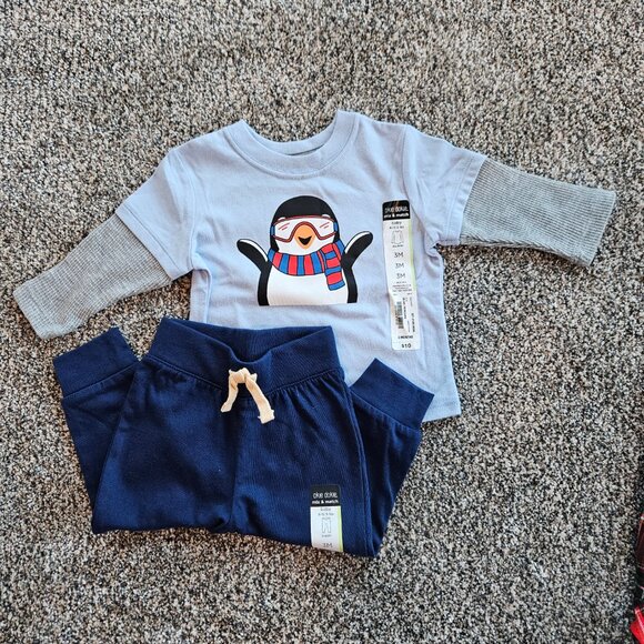 Baby boy bundle 3 mos. 8-12.5lbs. Holiday/Winter 5pcs. okie dokie NWT - Picture 3 of 10